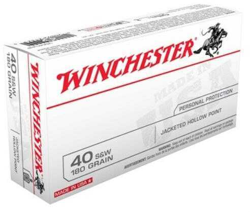 40 S&W 50 Rounds Ammunition Winchester 180 Grain Jacketed Hollow Cavity