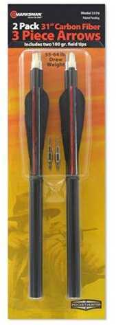 Marksman 3376 Carbon Fiber Arrows Three Piece Slingshot Ammunition Black