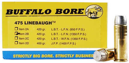 Buffalo Bore Ammunition 475 Linebaugh TM 420 Grains Hard Cast LBT-LFNGC 1350 fps (Per 50) 2B/50