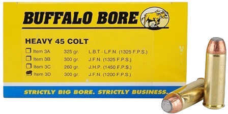 Buffalo Bore Ammunition Heavy 45 Colt 300 Grains JFN 1200 fps (Per 50) 3D/50