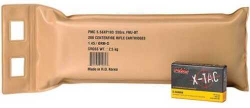 5.56mm Nato 200 Rounds Ammunition PMC 55 Grain Full Metal Jacket