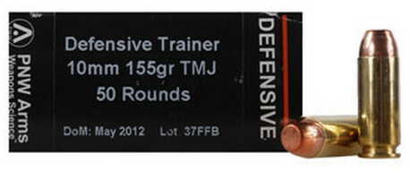 PNW Arms Defensive Trainer Ammunition 10mm, 155 Gr, TMJ (Per 50) 10MMDTR155TMJ50