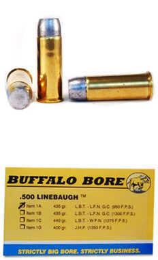 Buffalo Bore Ammunition 500 Linebaugh TM 435 Grains Hard Cast LBT-LFNGC 950 fps (Per 50) 1A/50