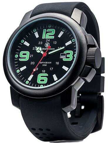 Smith & Wesson S&W Amphibian Commando Watch w/Glow Dial Rubber Band-Black