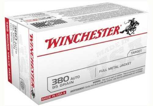 380 ACP 100 Rounds Ammunition Winchester 95 Grain Full Metal Jacket