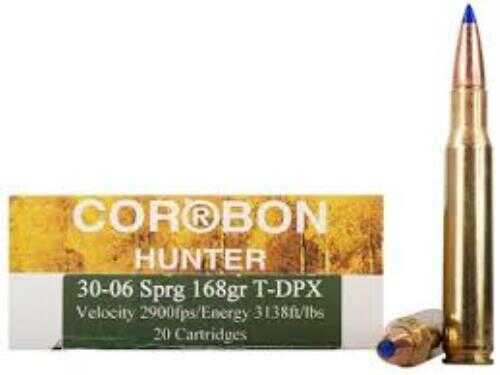 30-06 Springfield 20 Rounds Ammunition Corbon 168 Grain Hollow Point