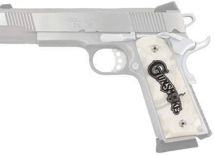 Hogue Colt & 1911 Government Grips White Pearl Ambidextrous Cut, Gunsmoke 45348