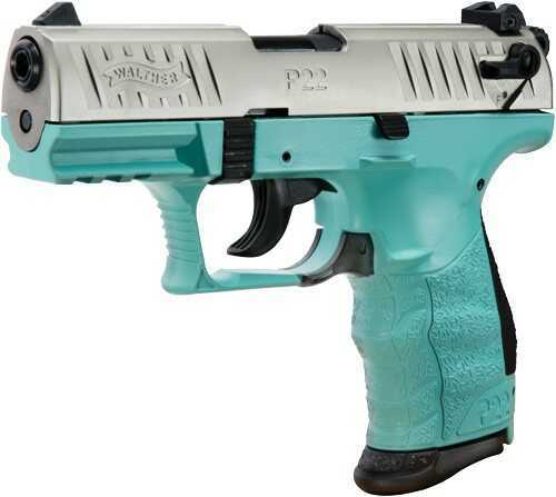 Walther P22 Pistol 22LR 3.4" Barrel Angel Blue Polymer Grip Nickel Slide 10-Round Semi Automatic