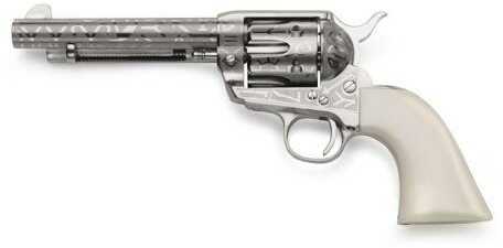 Revolver Taylors & Company 1873 Cattleman 357 Magnum Engraved 5.5" Barrel 6 Round White PVC Grip Nickel Finish OG1405