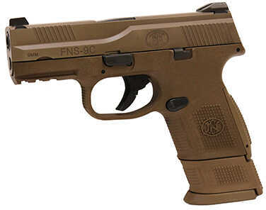 FN FNS-9C Pistol 9mm, 3.60" Barrel, 17 Rounds, Night Sights, Flat Dark Earth Md: 66-100160