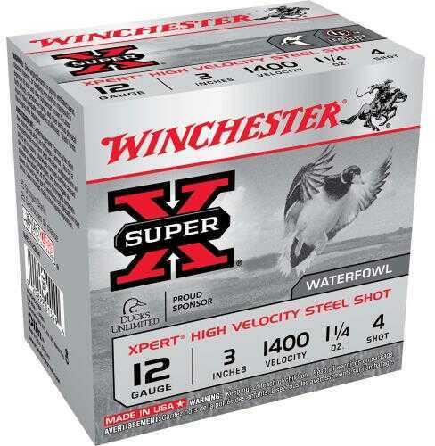 12 Gauge 25 Rounds Ammunition Winchester 3" 1 1/4 oz Steel #4