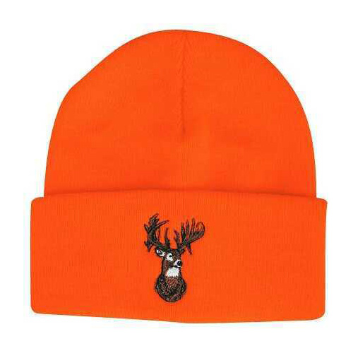 Outdoor Cap Knit Watch Cap Blaze Orange w/Deer One Size Model: KW03DH