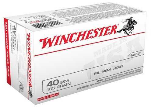 Click to see larger image. 40 S&W 100 Rounds Ammunition Winchester 165 Grain Full Metal Jacket