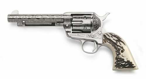 Revolver Taylors and Company 1873 Cattleman Single 357 Magnum 5.5" Barrel Synthetic Stag Grip Nickel Engraved OG1407