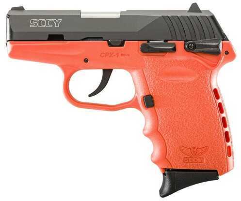 SCCY CPX1-CBOR Pistol 9MM 10 Round Black Slide Orange Grip With Safety