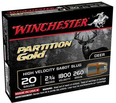 20 Gauge 5 Rounds Ammunition Winchester 3/4" 260 Gr Sabot Slug #Sabot