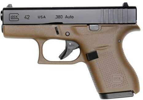 Glock Semi-Auto Pistol G42 Flat Dark Earth 380 ACP 6+1 Rounds 3.25" Barrel Fixed Sights With Two Mags