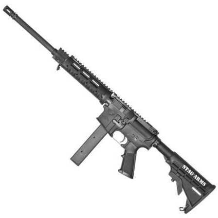 Rifle Stag Arms Semi-Auto AR 9mm Luger 16" Barrel Left Handed 32 Rounds Black with Diamondhead Vented RibS-T Handguard