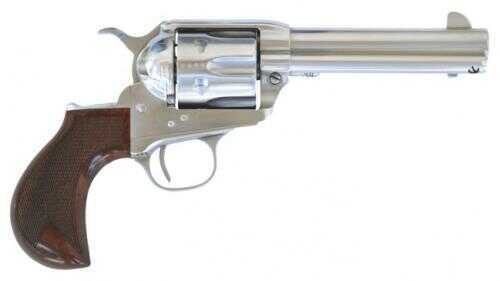 Cimarron Thunderstorm Revolver 45 Colt 4.75" Barrel Pre-War Thunderer Style Checkered Walnut Grip Stainless Steel Finish CA4507TSM10G27
