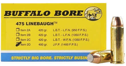 Buffalo Bore Ammunition 475 Linebaugh TM 400 Grains JFN (Per 50) 2D/50