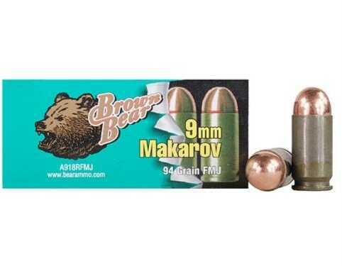 9mm Makarov 50 Rounds Ammunition Bear 94 Grain Full Metal Jacket