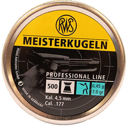 RWS Meisterkugeln Pistol Pellets .177 Caliber, 7 Grains, Per 500 Md: 2315034