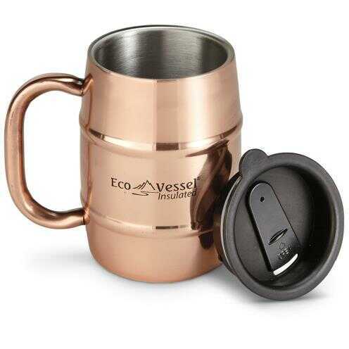 EcoVessel Vessel Double Barrel Insulated 16 oz. Mug Copper w/Lid