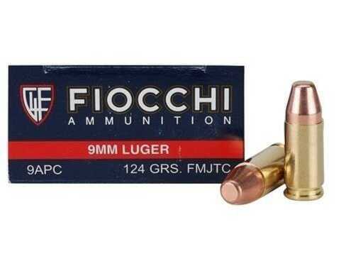 9mm Luger 50 Rounds Ammunition Fiocchi Ammo 124 Grain Full Metal Jacket