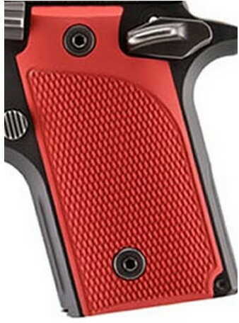 Hogue Sig P238 Grips Checkered Aluminum Matte Red Anodized 38172