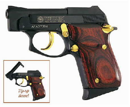 Taurus PT25 25 ACP 2.75" Barrel 9+1 Round (Blued with Gold and Rosewood) Semi Automatic Pistol 1250031G