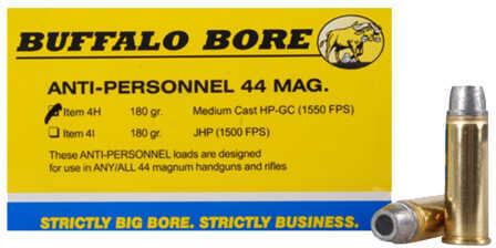 Buffalo Bore Ammunition Anti-Personnel 44 Magnum 180 Grains Medium Cast HP-GC (Per 20) 4H/20