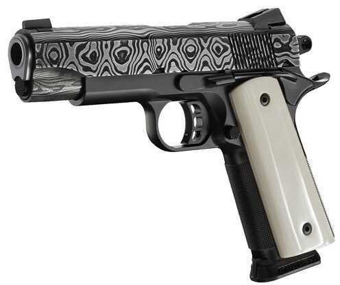 Republic Forge Patriot 1911 45 ACP Fixed Night Sights 4.25" Barrel Damascus Slide/Black Finish Ivory Grip Skeleton Trigger Semi Automatic Pistol