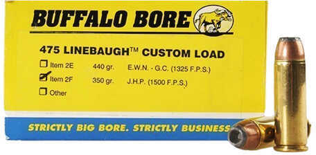 Buffalo Bore Ammunition 475 Linebaugh TM 350 Grains JHP (Per 20) 2F/50