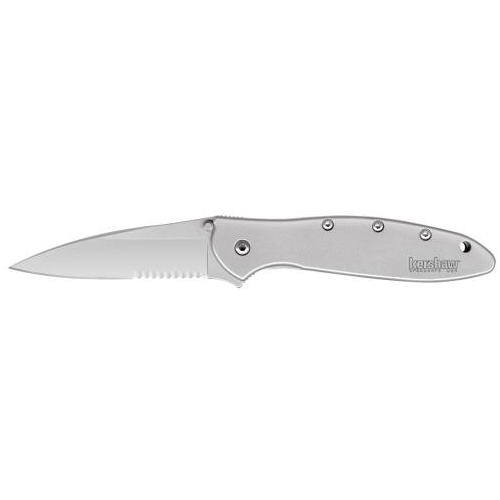 Click to see larger image. Kershaw Leek 3" Partially Serrated Blade Stainless Steel Md: 1660ST