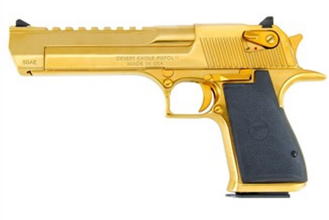 Israel Weapon Industries Magnum Research Desert Eagle 357 6" Barrel Titanium Gold Black Finish Rubber Grip Semi-Auto Pistol