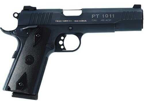 Taurus Model 1911 Semi Auto Handgun .45 ACP 5" Barrel 8 Rounds Black Checkered Plastic Grips Blued Finish 1191101