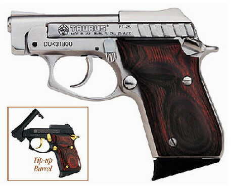 Taurus PT25 25 ACP 2.75" Barrel 9+1 Round (Nickel with Rosewood) Semi Automatic Pistol 1250035R