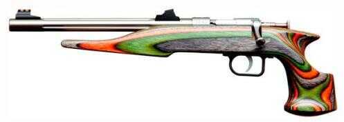 Chipmunk Pistol Hunter 22WMR 10.5" Stainless Steel Fluted Barrel Green /Orange Gray Camo Laminated Stock Fiber Optic Sights