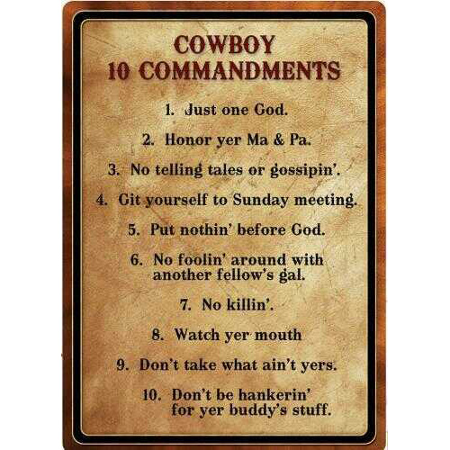 Rivers Edge Tin Sign 12"X17" Cowboy 10 Commandments