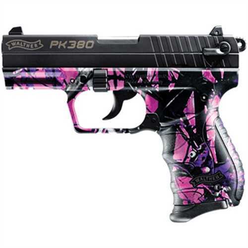 Walther PK380 380 ACP 3.66" Barrel 8 Round Muddy Girl Pink Polymer Frame Black Semi Automatic Pistol 5050306