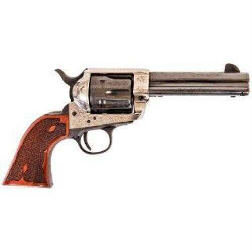 Cimarron Frontier Revolver 4 3/4" Barrel 45 Colt Old Silver Frame Pre-War Laser Engraved Checkered Grip