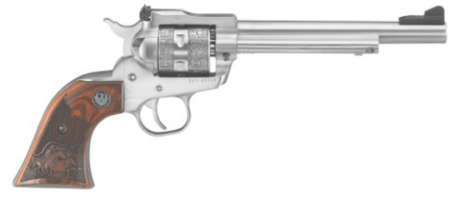 Ruger Revolver SINGLE SIX 22LR-22MAG Stainless Steel Wood 6.5" Barrel HIGHLY ENGRAVED CYLINDER And GRIP 22 LR /22 Magnum Barrels 0676