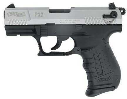 Click to see larger image. Walther P22 Series Pistol 22 Long Rifle Nickel 3.4"Barrel DA 10 Round Semi Automatic QAP22004