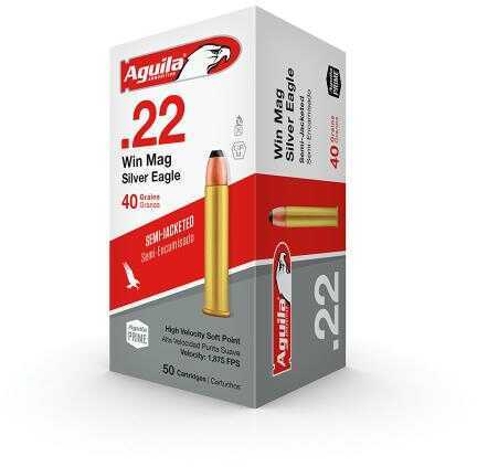 22 Winchester Magnum Rimfire 50 Rounds Ammunition Aguila 40 Grain Soft Point