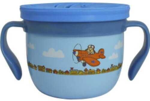 EcoVessel Vessel Gobble N Snack Cup Blue with Dog on Plane