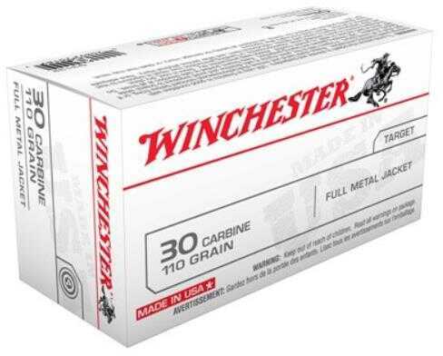 30 Carbine 50 Rounds Ammunition Winchester 110 Grain Full Metal Jacket