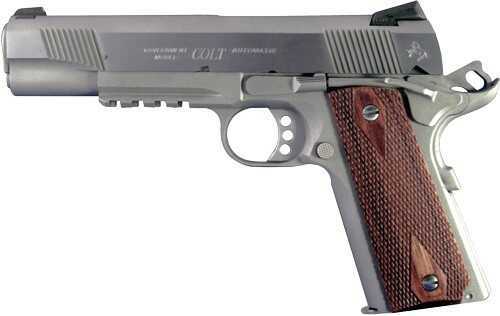 Pistol Colt Govt 9MM Luger Rail Gun FS Stainless Steel 9-Shot Rosewood