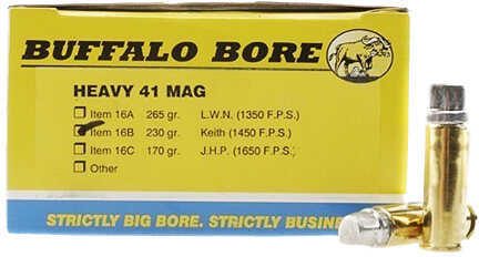 Buffalo Bore Ammunition Heavy 41 Magnum 230 Grains Hard Cast Keith GC (Per 50) 16B/50