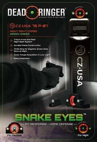 Click to see larger image. Dead Ringer Hunting Snake Eyes Tritium Night Sights Front and Rear CZ 75/P-07 Md: DR4722