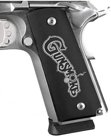 Hogue 1911 Government/Commander 3/16" Thin Grips Aluminum, Matte Black Anodized, Gunsmoke 01436